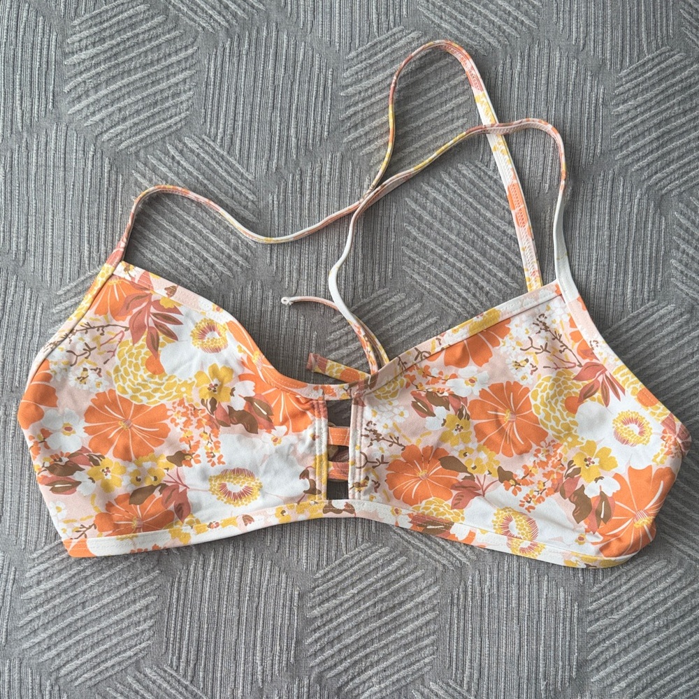 Jolyn Clothing Floral Orange Yellow White Bikini Top